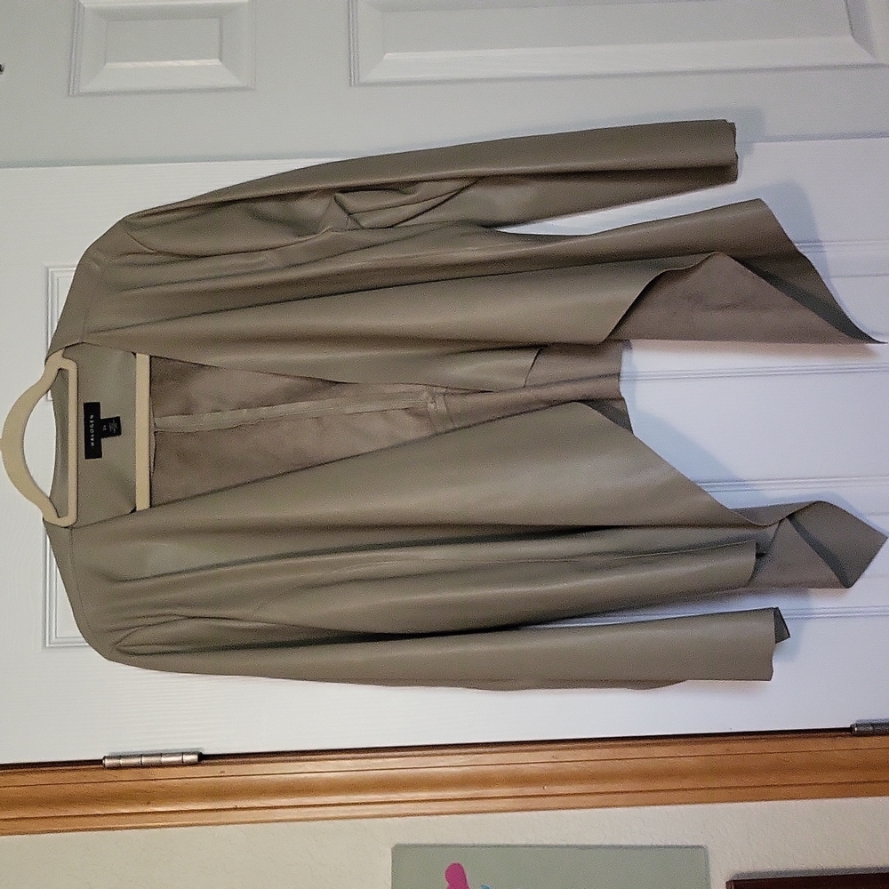 Faux leather waterfall front jacket 2X